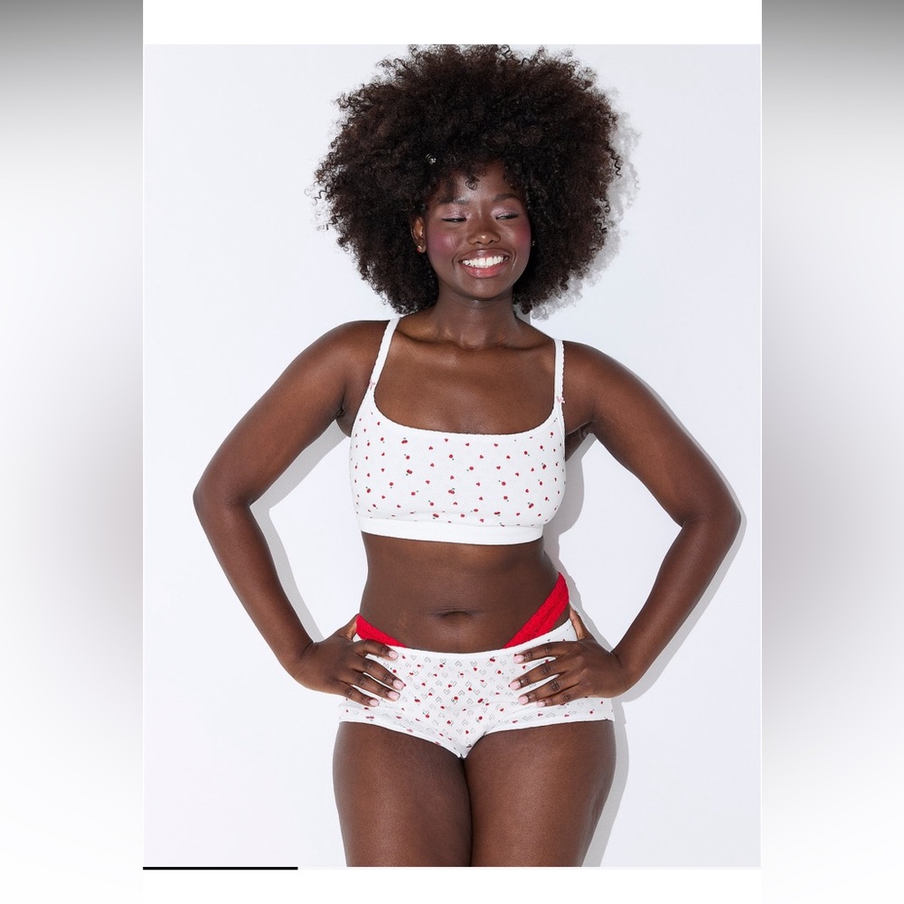 PINK Cherry Cotton Scooped Bralette - Picture 2 of 6
